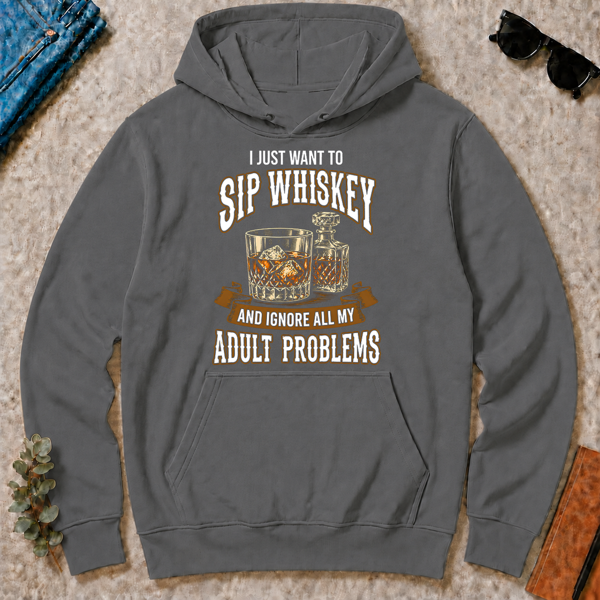 Vintage Black I Just Want To Sip Whiskey - charcoal - HS2D-Charcoal