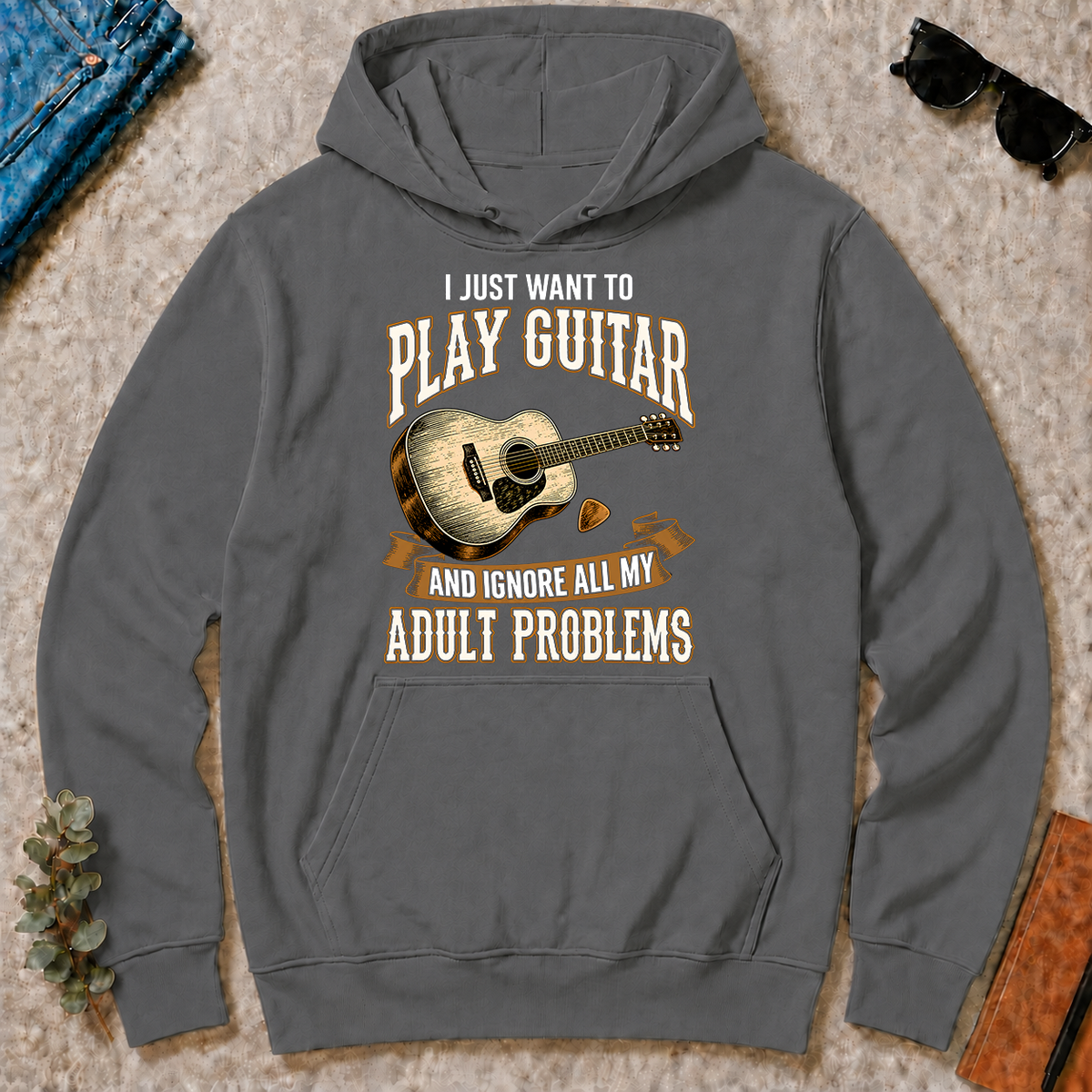 Vintage I Just Want To Play Guitar - charcoal - HS2D-Charcoal