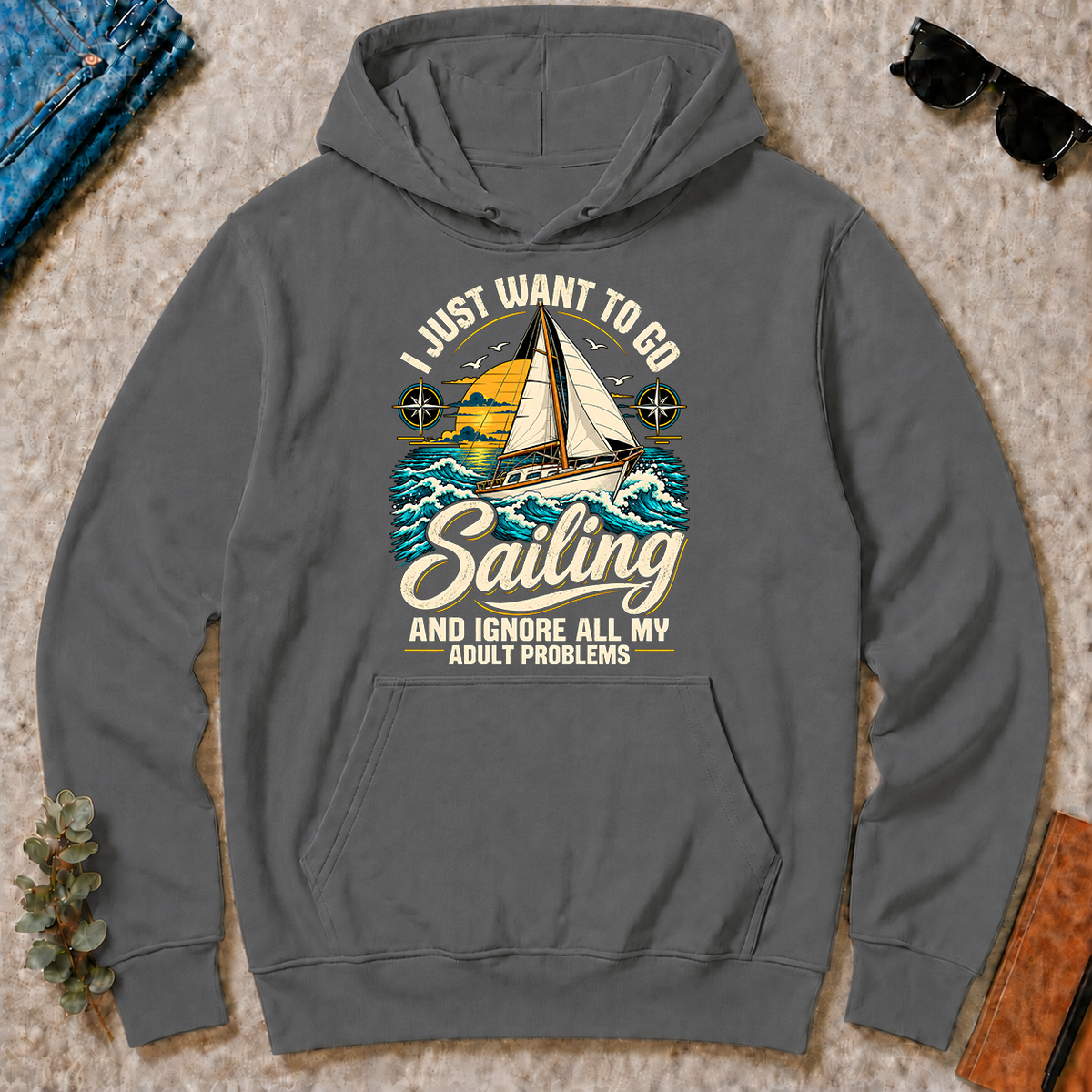 I Just Want To Go Sailing & Ignore All Adult Problems - charcoal - HS2D-Charcoal
