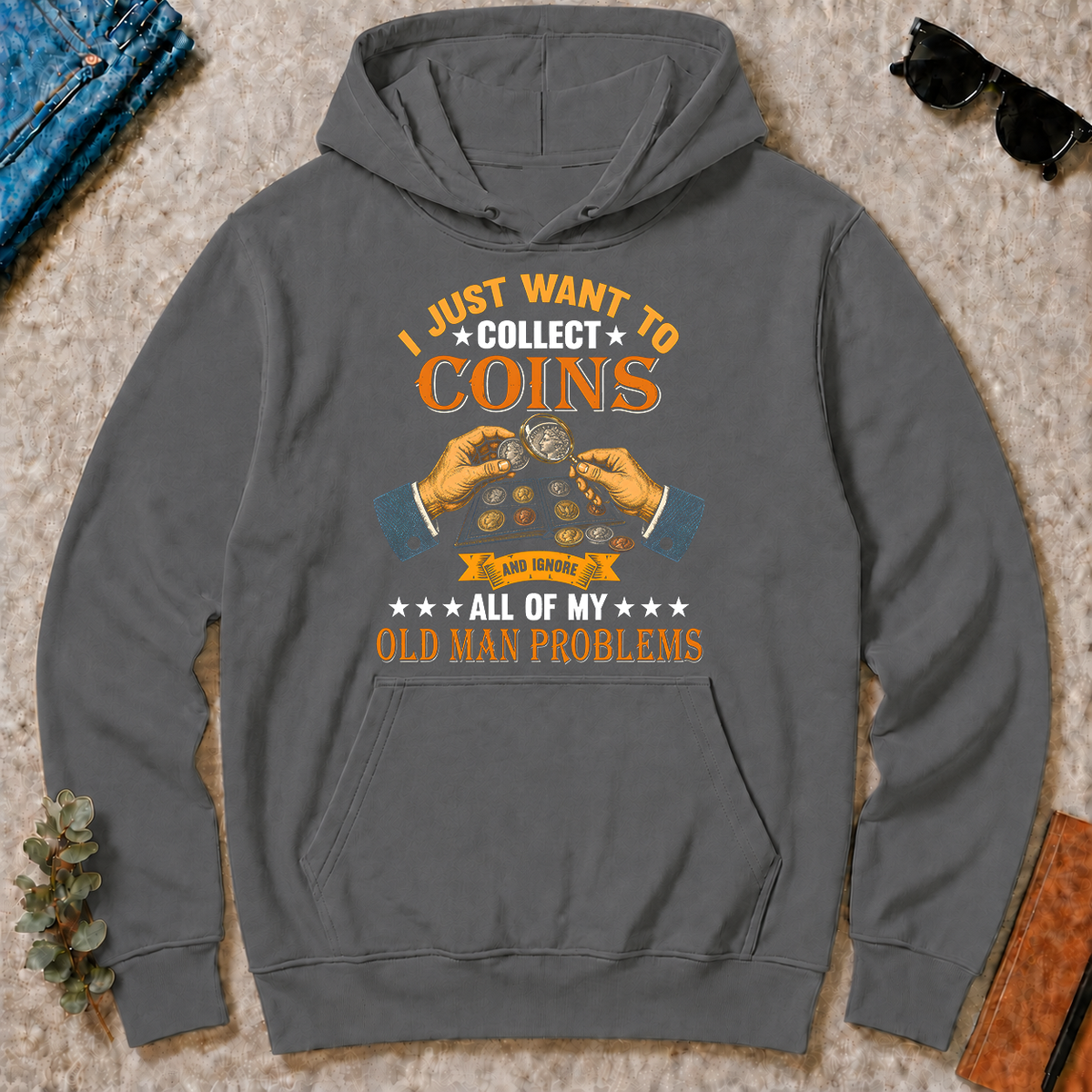 Vintage I Just Want To Collect Coins - charcoal - HS2D-Charcoal
