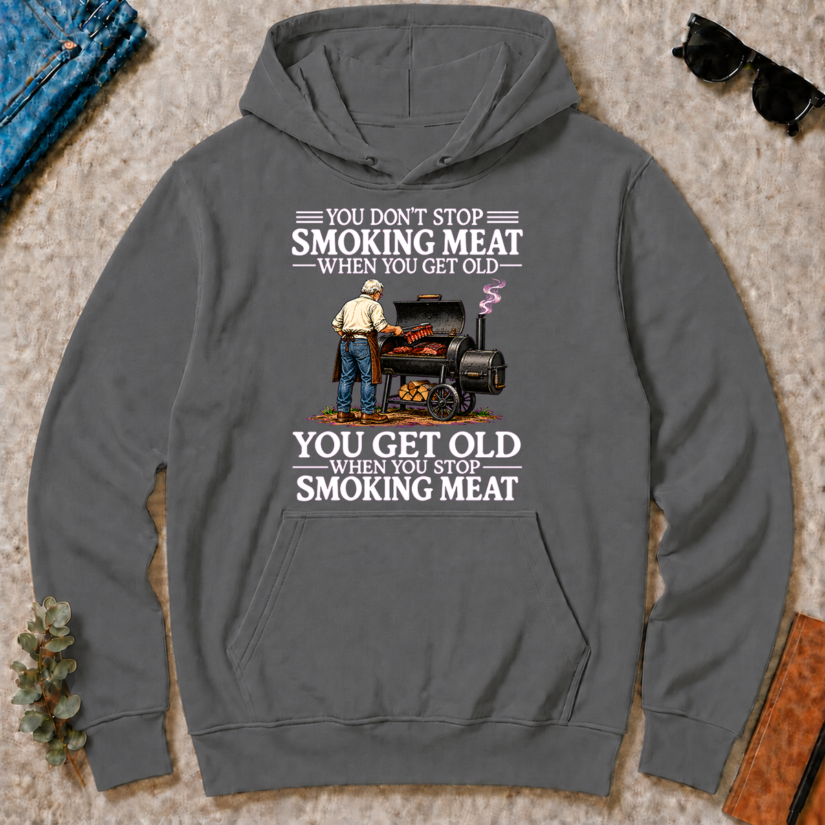 Old Man Don't Stop Smoking Meat - charcoal - HS2D-Charcoal