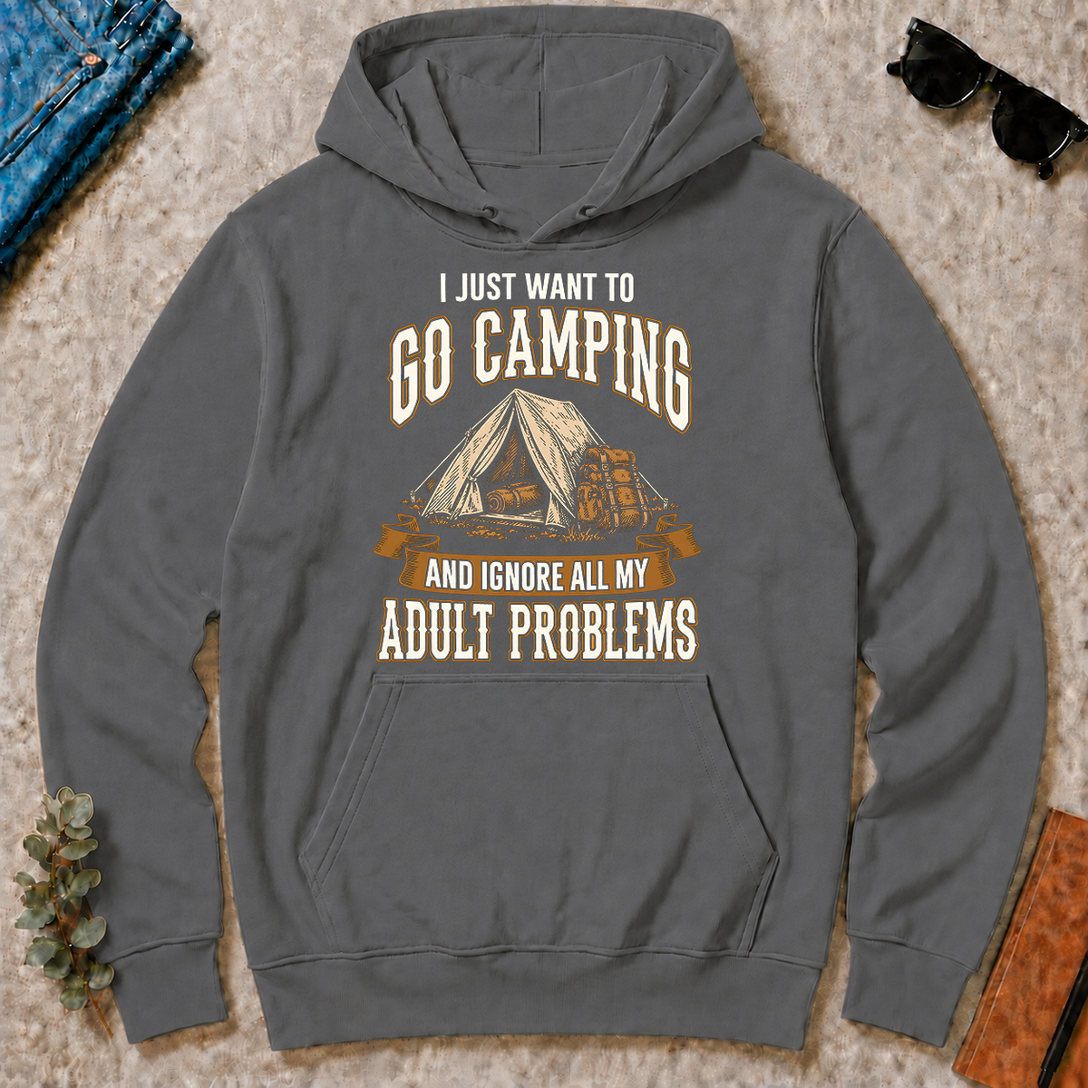 Vintage I Just Want To Go Camping - charcoal - HS2D-Charcoal
