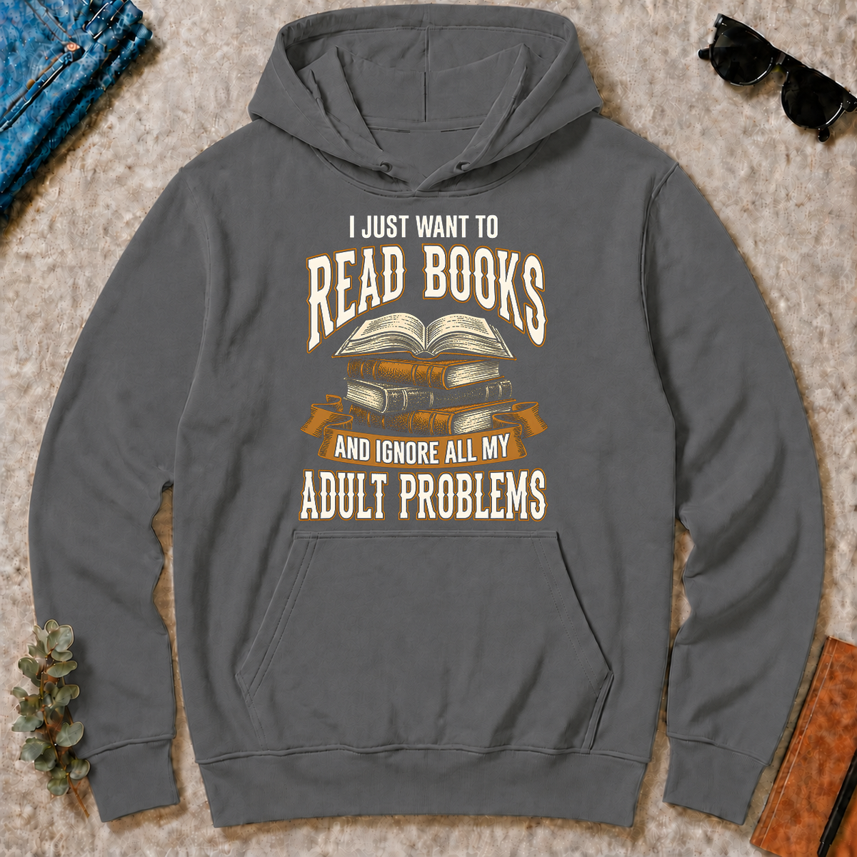 Vintage I Just Want To Read Books - charcoal - HS2D-Charcoal