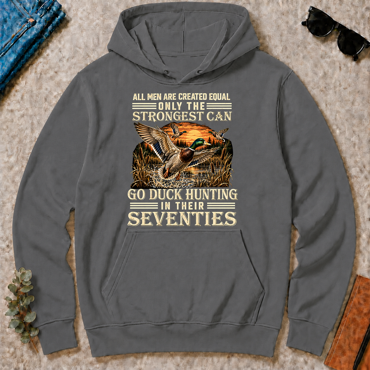 Vintage Duck Hunting Strongest Man In Seventies_ - charcoal - HS2D-Charcoal