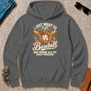 I Just Want To Play Baseball & Ignore All Adult Problems - charcoal - HS2D-Charcoal