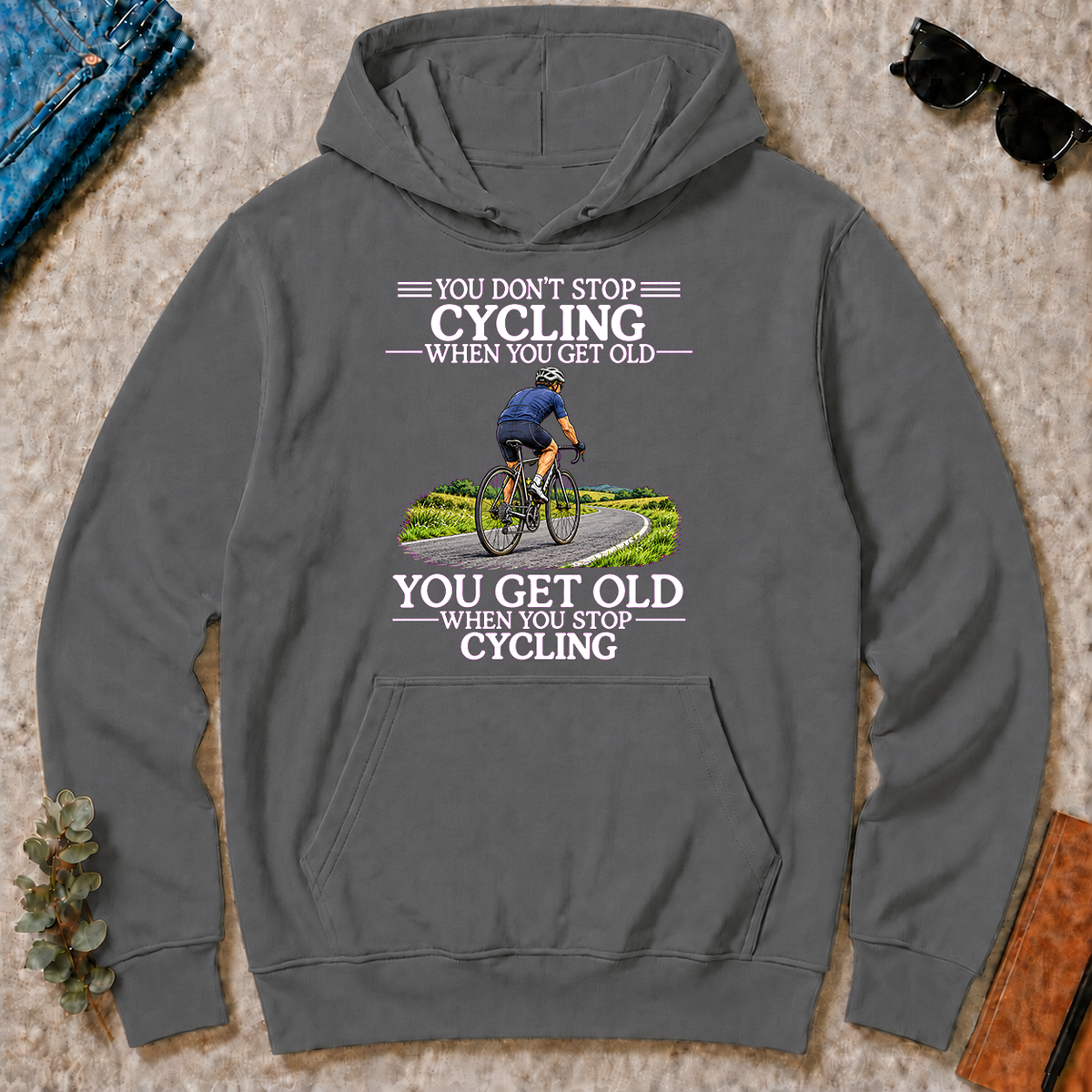 Old Man Don't Stop Cycling - charcoal - HS2D-Charcoal