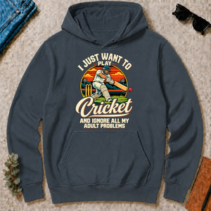 I Just Want To Play Cricket & Ignore All Adult Problems - dark-heather - HS2D-DarkHeather