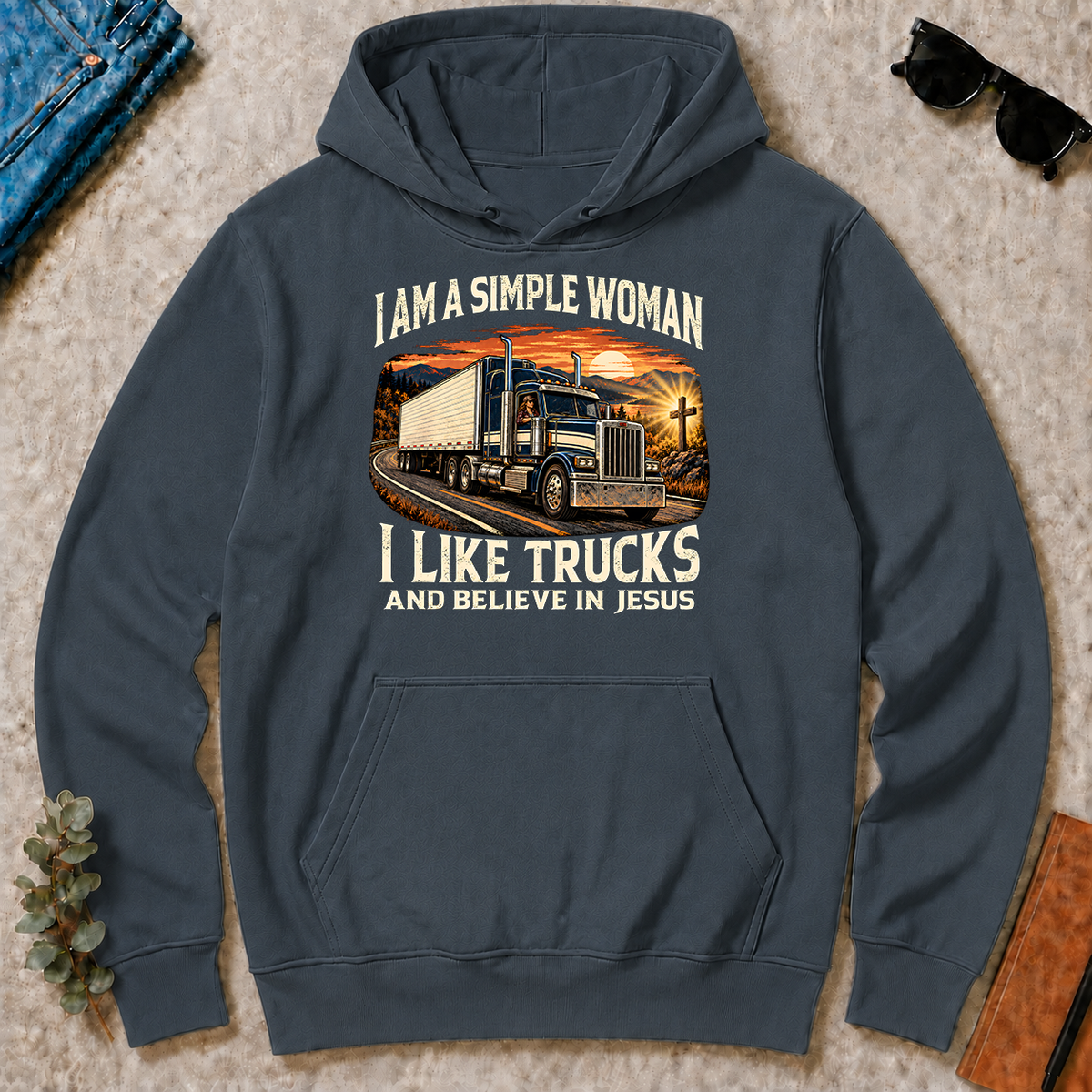 I Am Simple Woman I Like Trucks - dark-heather - HS2D-DarkHeather