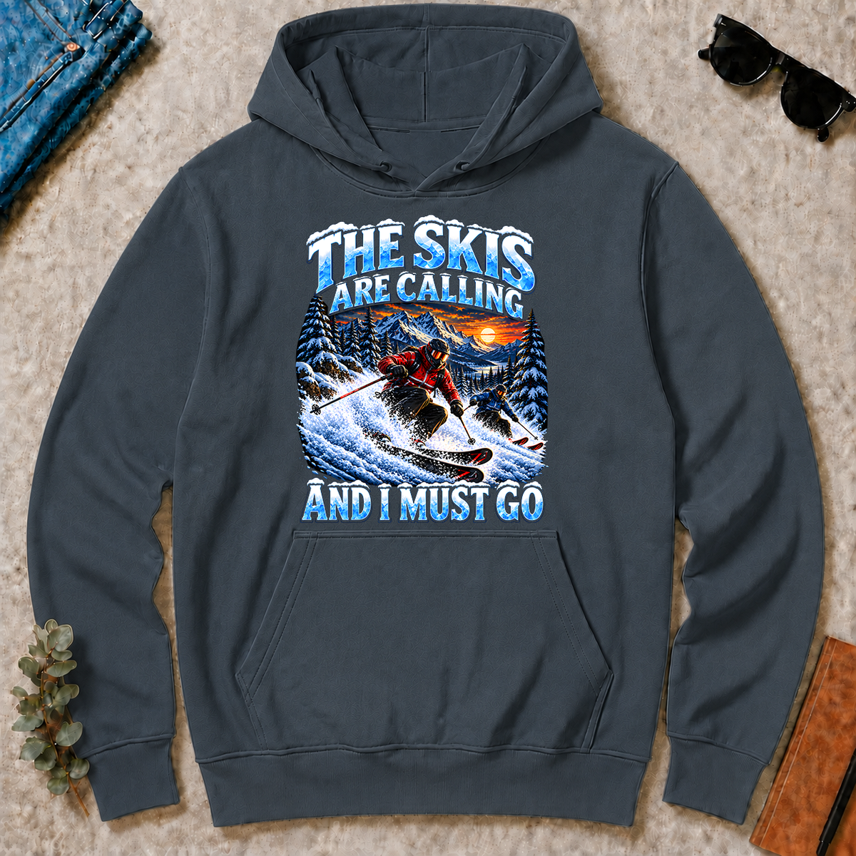 Skis Are Calling And I Must Go - dark-heather - HS2D-DarkHeather