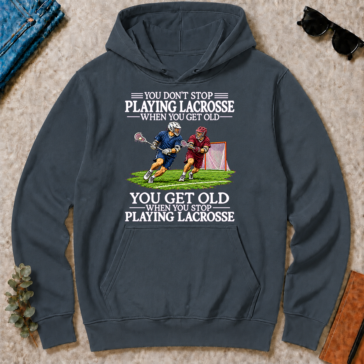 Old Man Don't Stop Lacrosse - dark-heather - HS2D-DarkHeather