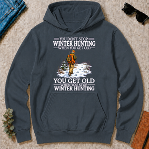 Old Man Don't Stop Winter Hunting - dark-heather - HS2D-DarkHeather