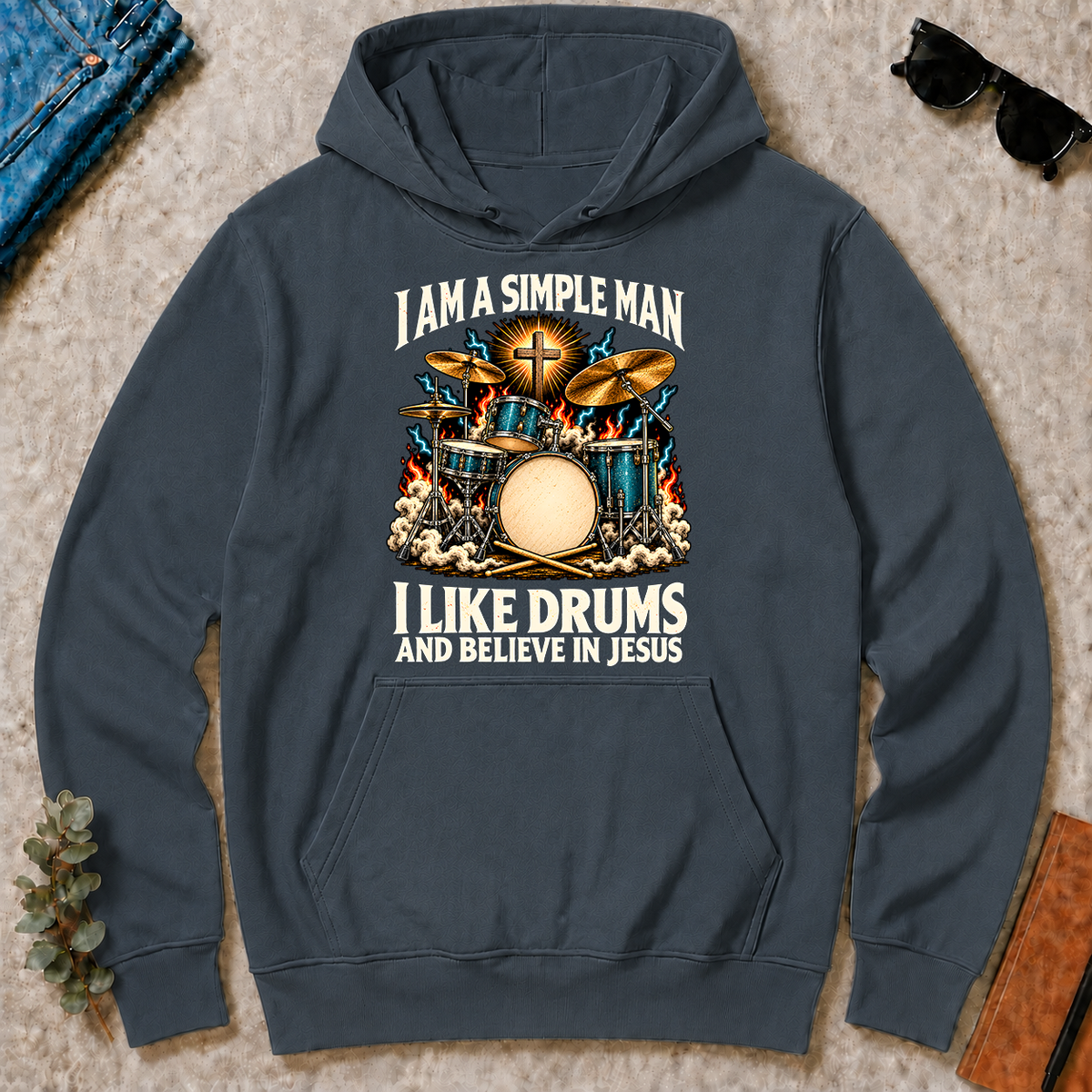 I Like Drums & Believe In Jesus - dark-heather - HS2D-DarkHeather