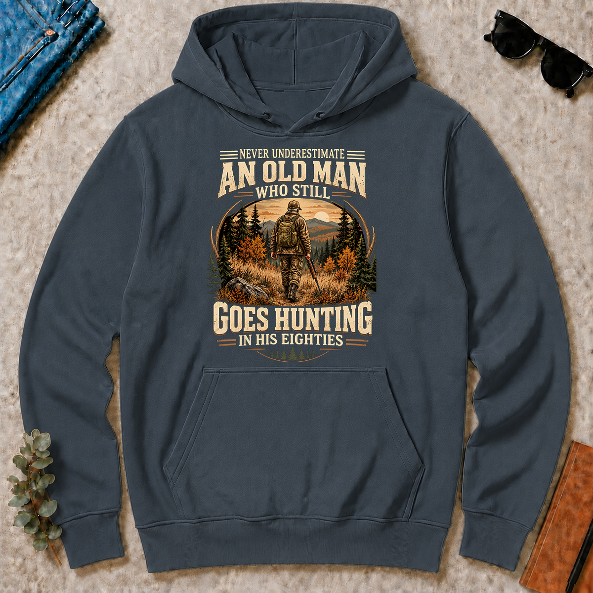 An Old Man Goes Hunting In 80s - dark-heather - HS2D-DarkHeather
