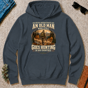 An Old Man Goes Hunting In 80s - dark-heather - HS2D-DarkHeather