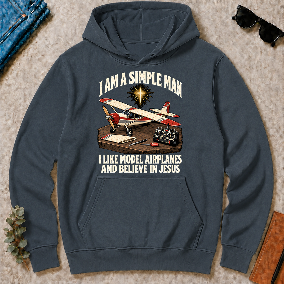 I Like Model Airplanes & Believe In Jesus - dark-heather - HS2D-DarkHeather