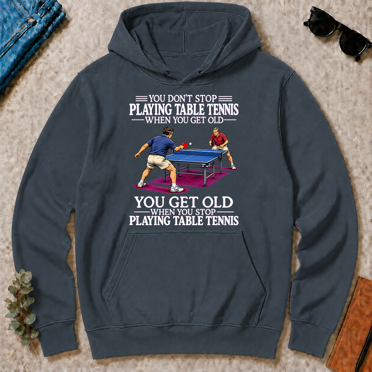 Old Man Don't Stop Table Tennis - dark-heather - HS2D-DarkHeather