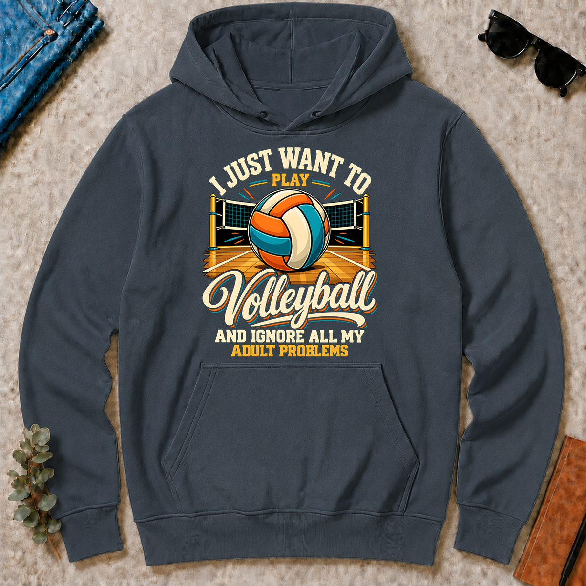 I Just Want To Play Volleyball & Ignore All Adult Problems - dark-heather - HS2D-DarkHeather
