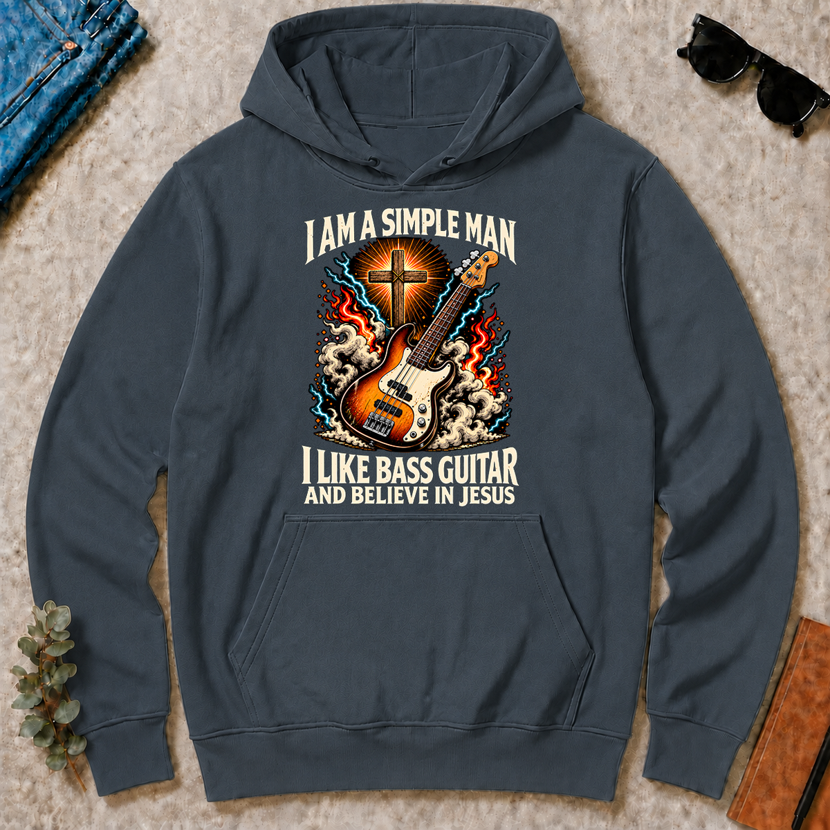 I Like Bass Guitar & Believe In Jesus - dark-heather - HS2D-DarkHeather