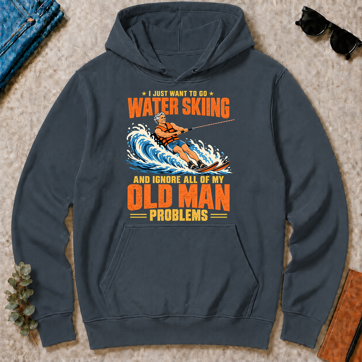 I Just Want To Go Water Skiing - dark-heather - HS2D-DarkHeather