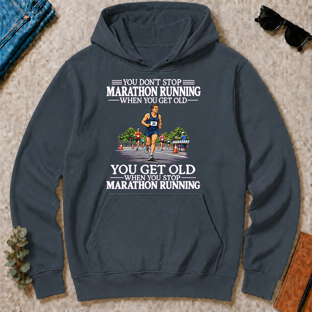 Old Man Don't Stop Marathon Running - dark-heather - HS2D-DarkHeather