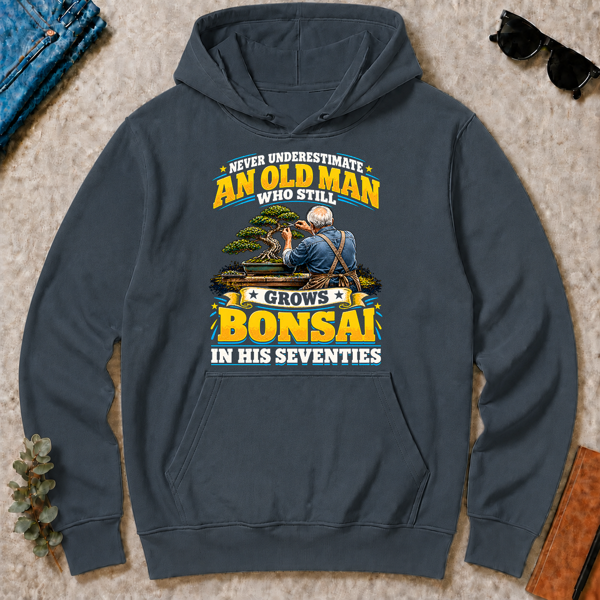 Yellow An Old Man Still Grows Bonsai In His Seventies - dark-heather - HS2D-DarkHeather