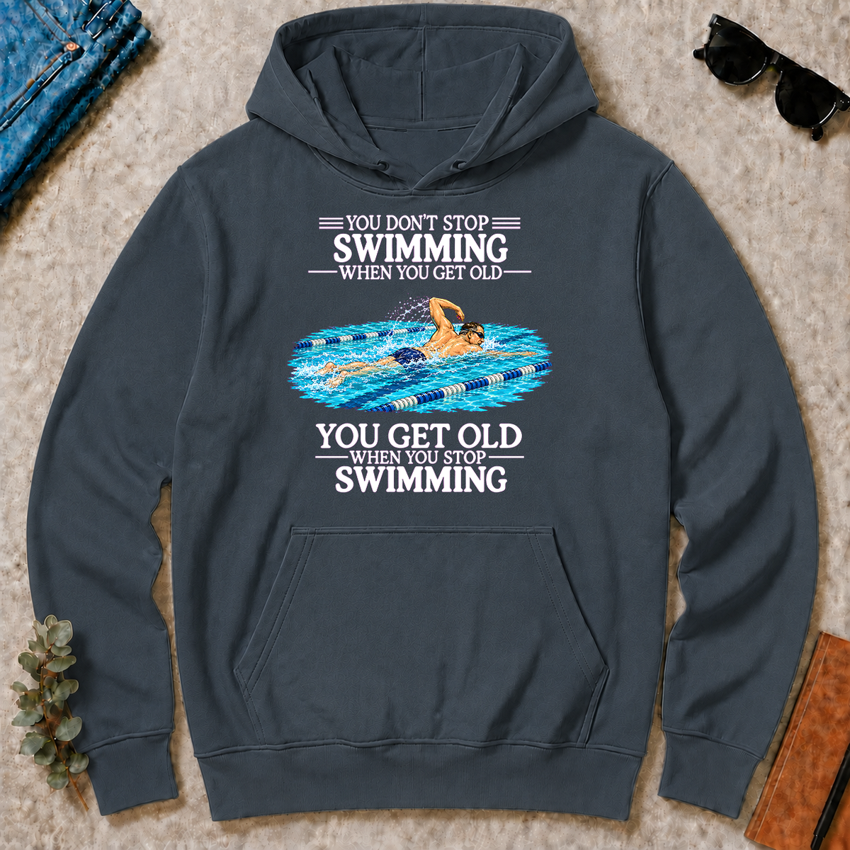 Old Man Don't Stop Swimming - dark-heather - HS2D-DarkHeather