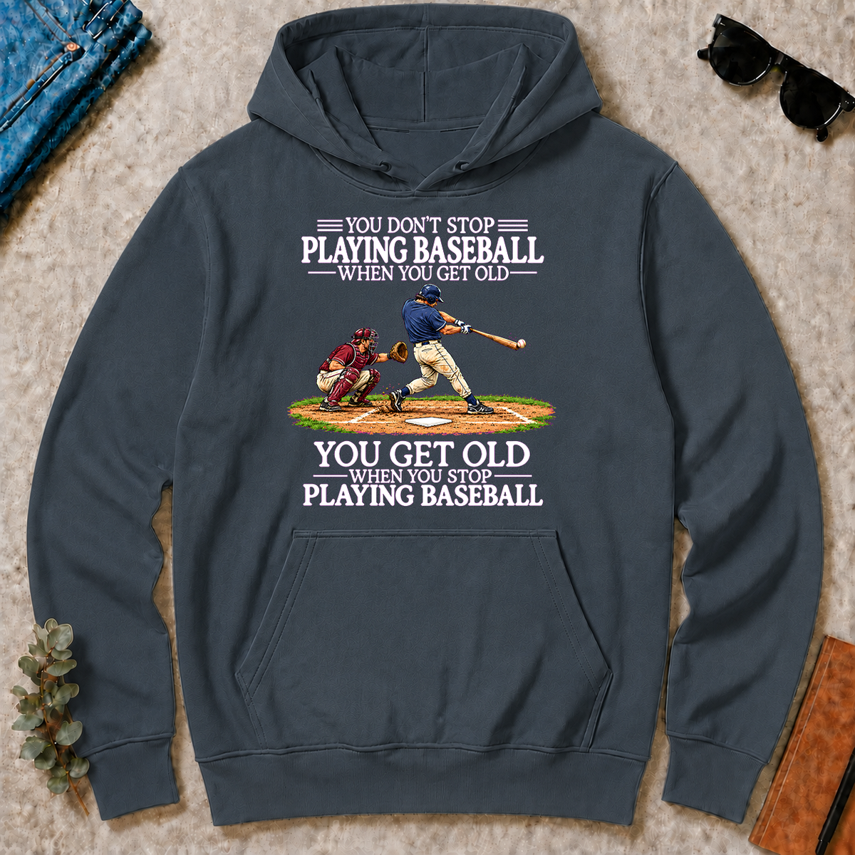 Old Man Don't Stop Baseball - dark-heather - HS2D-DarkHeather