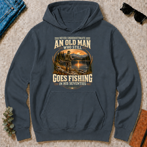 An Old Man Goes Fishing In 70s - dark-heather - HS2D-DarkHeather