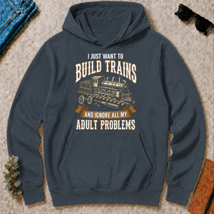 Vintage I Just Want To Build Trains - dark-heather - HS2D-DarkHeather