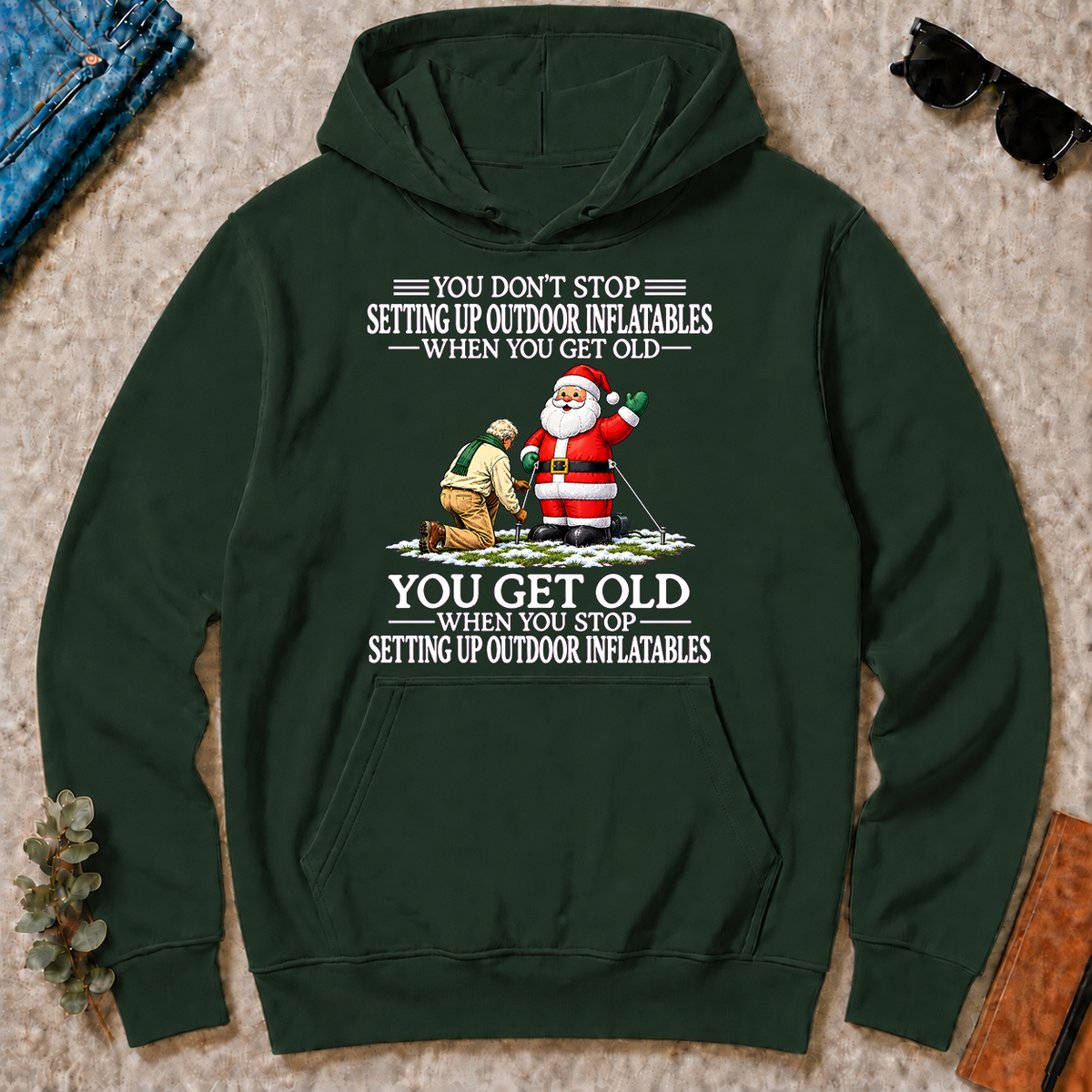 Old Man Don't Stop Setting Up Outfoor Inflatables - forest-green - HS2D-ForestGreen