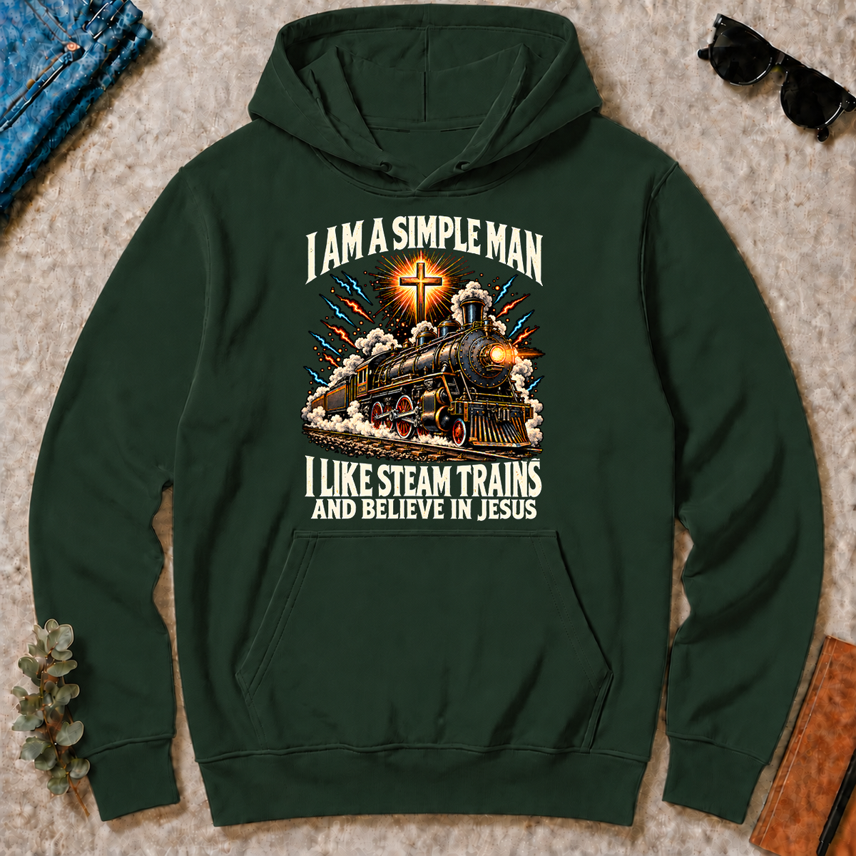 I Like Steam Trains & Believe In Jesus - forest-green - HS2D-ForestGreen