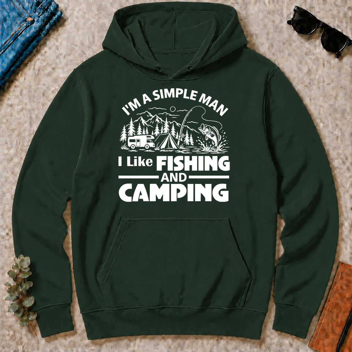 I Like Fishing And Camping - forest-green - HS2D-ForestGreen