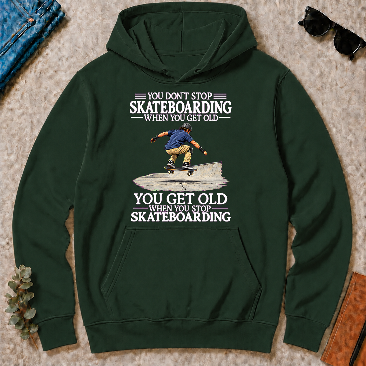 Old Man Don't Stop Skateboarding - forest-green - HS2D-ForestGreen
