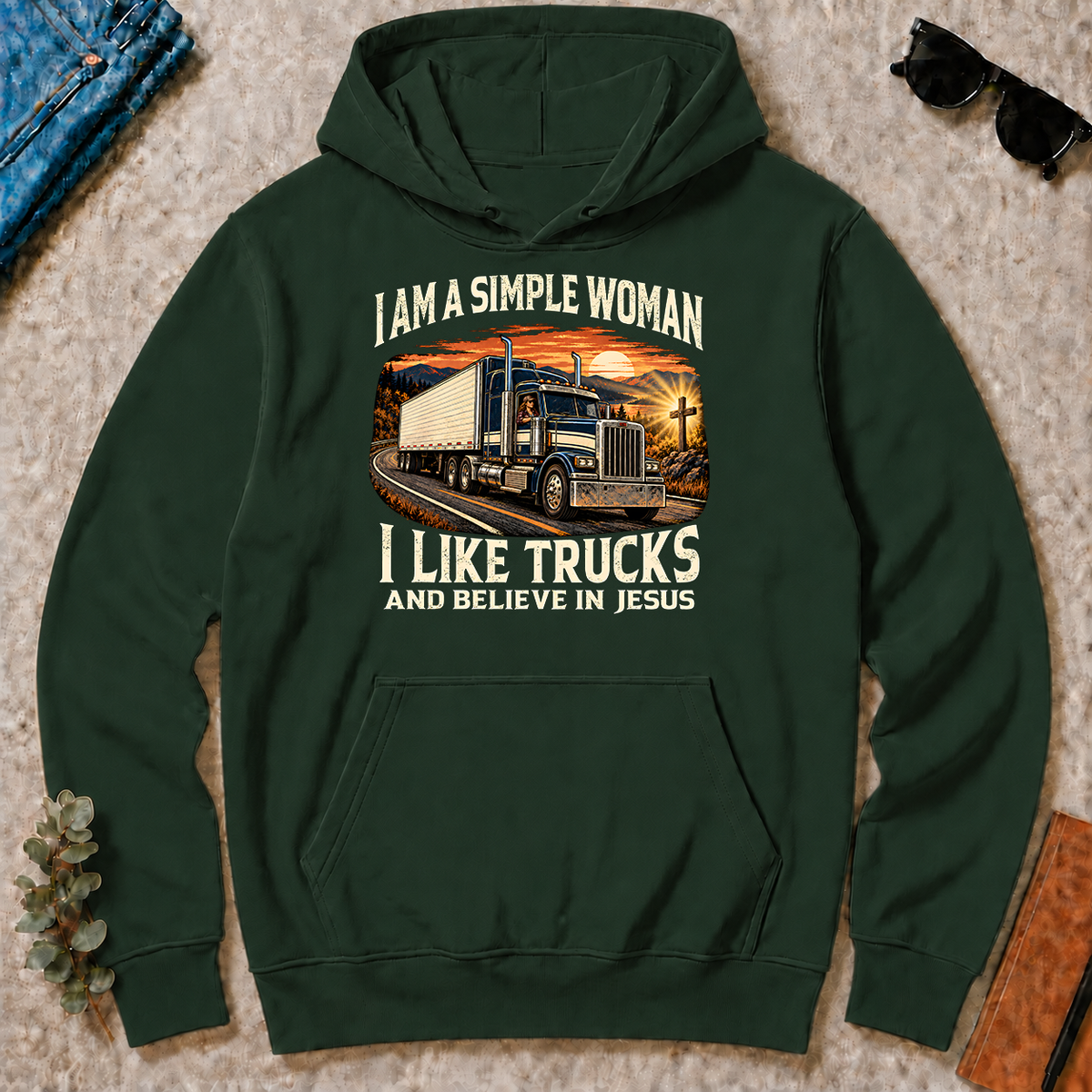 I Am Simple Woman I Like Trucks - forest-green - HS2D-ForestGreen