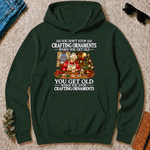 Old Woman Don't Stop Crafting Ornaments - forest-green - HS2D-ForestGreen