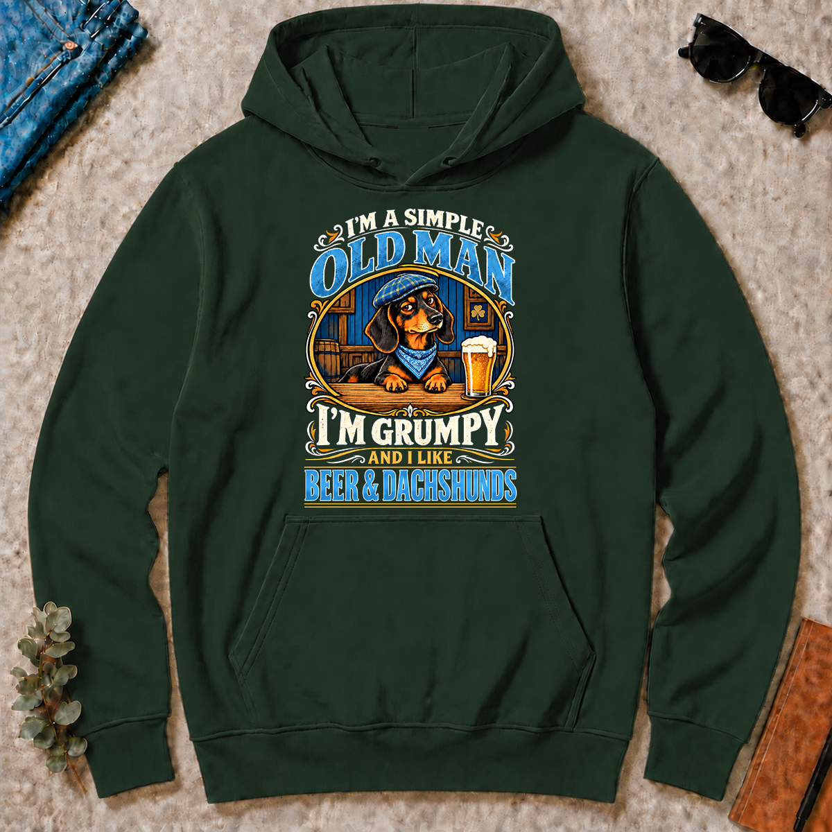 Funny I Like Beer & Dachshunds - forest-green - HS2D-ForestGreen