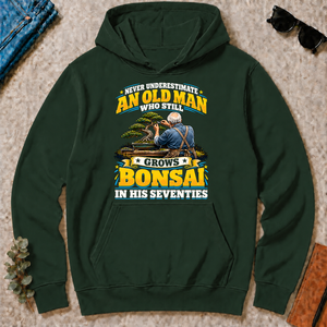 Yellow An Old Man Still Grows Bonsai In His Seventies - forest-green - HS2D-ForestGreen