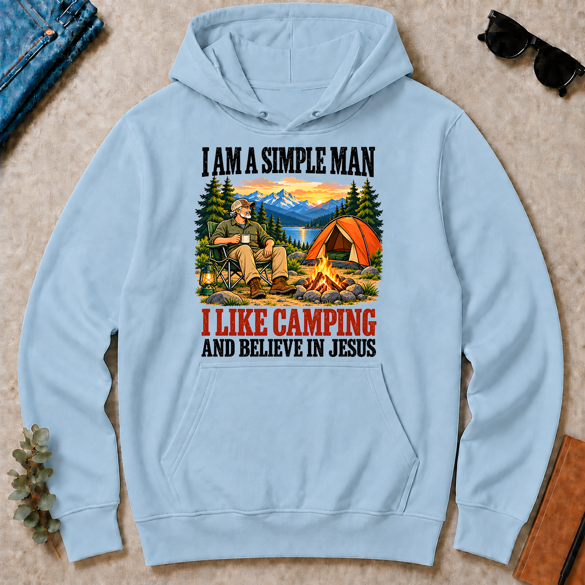 I Like Camping & Believe In Jesus - light-blue - HS2D-LightBlue