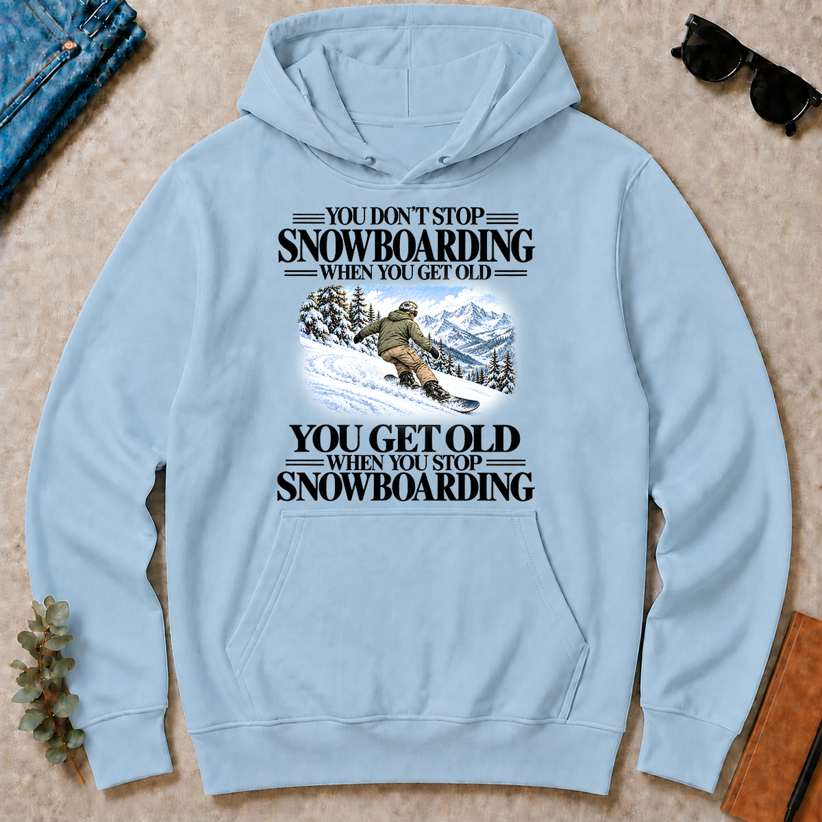 Don't Stop Snowboarding Vintage Art - light-blue - HS2D-LightBlue