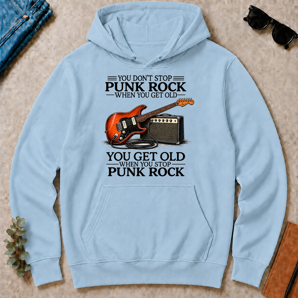 Don't Stop Playing Punk Rock Vintage Art - light-blue - HS2D-LightBlue