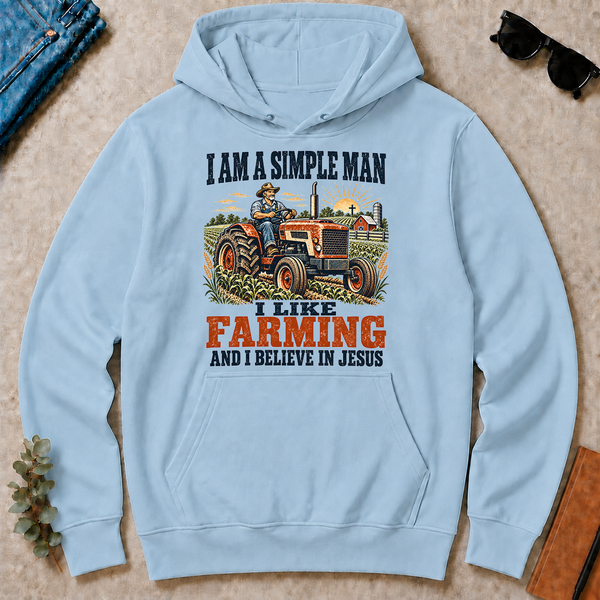 I Like Farming And Believe In Jesus - light-blue - HS2D-LightBlue