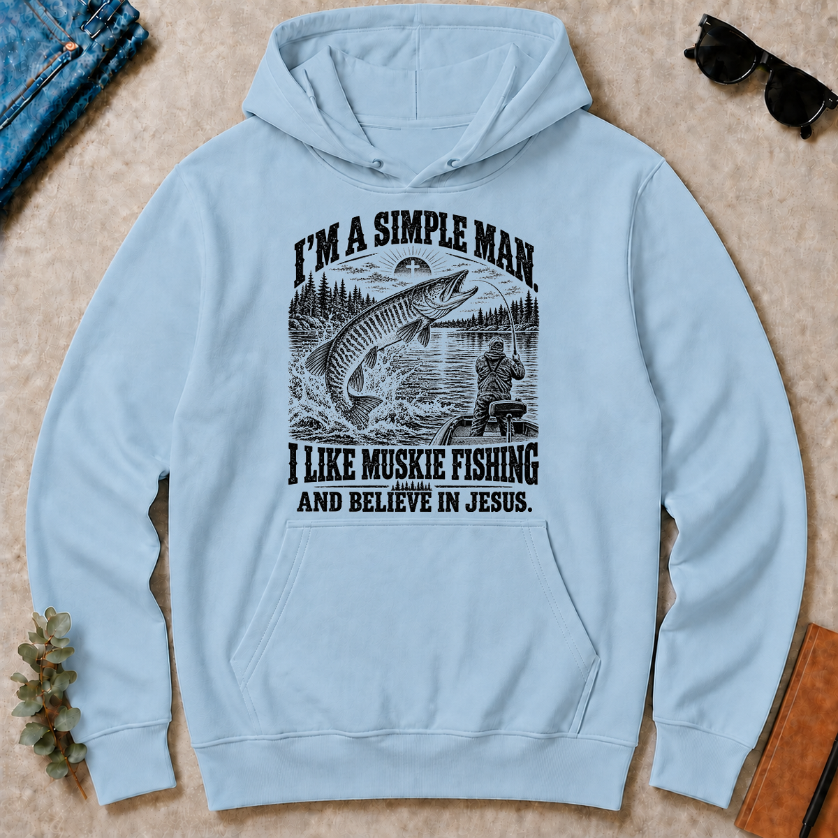 I like Muskie Fishing Believe In Jesus - light-blue - HS2D-LightBlue