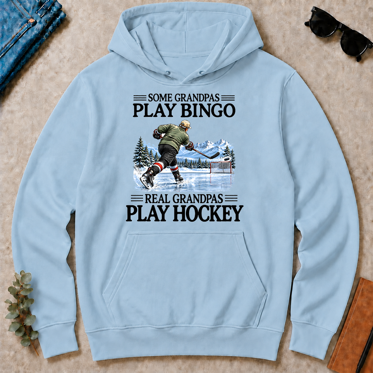 Some Grandpas Play Bingo Real Grandpas Play Hockey - light-blue - HS2D-LightBlue