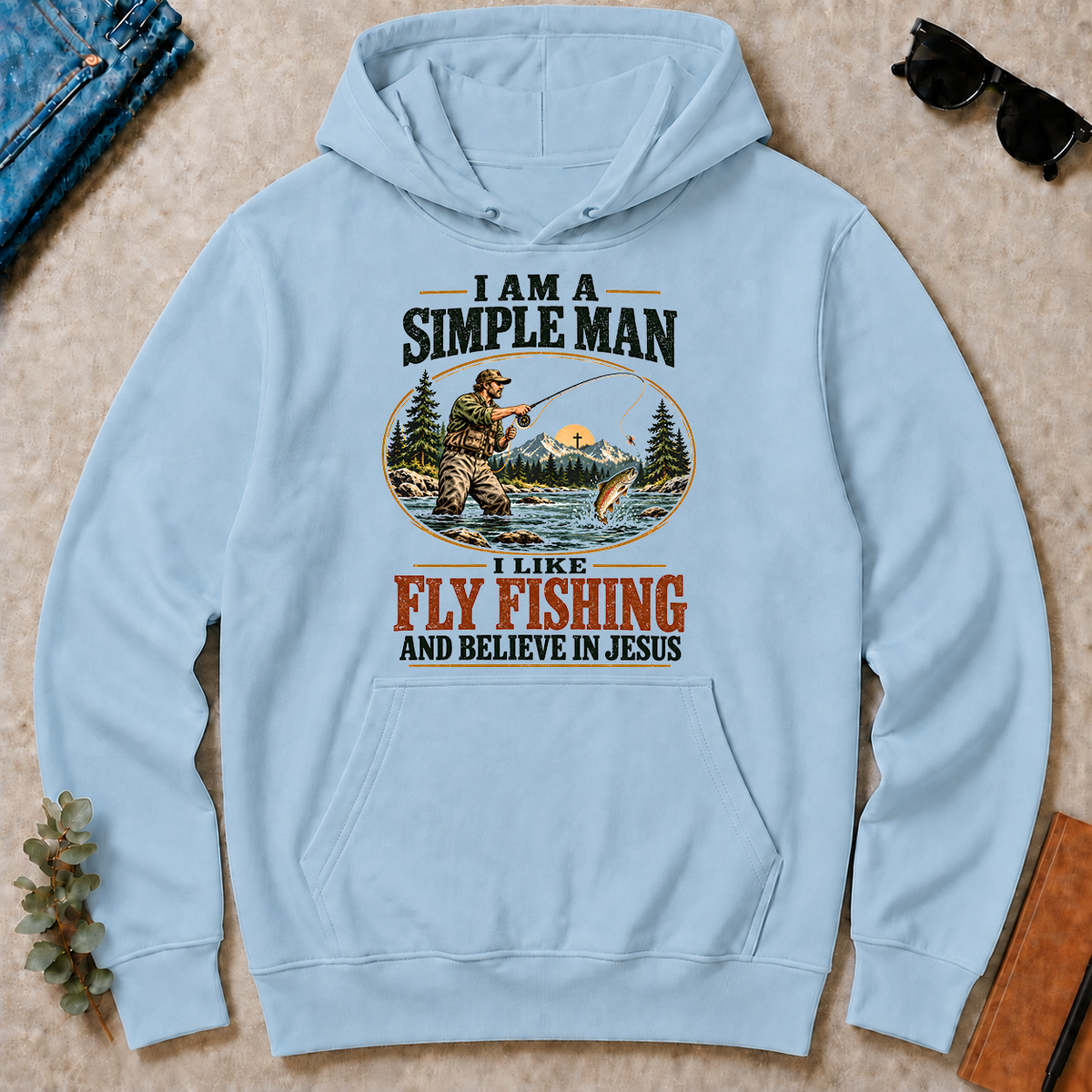 I Like Fly Fishing And Believe In Jesus - light-blue - HS2D-LightBlue