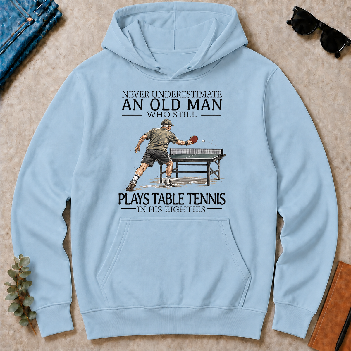 An Old Man Who Still Plays Table Tennis In His Eighties - light-blue - HS2D-LightBlue