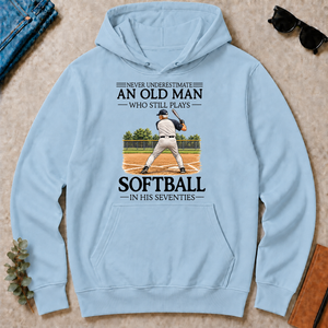 An Old Man Who Still Plays Softball In His Seventies - light-blue - HS2D-LightBlue