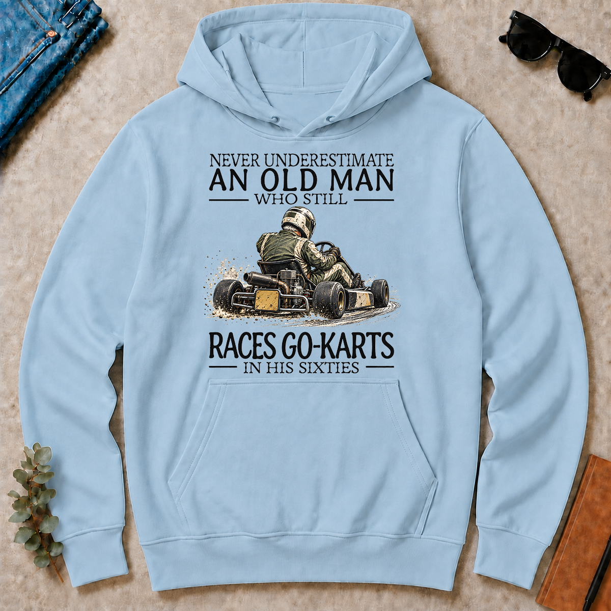 An Old Man Who Still Races Go-Karts In His Sixties - light-blue - HS2D-LightBlue