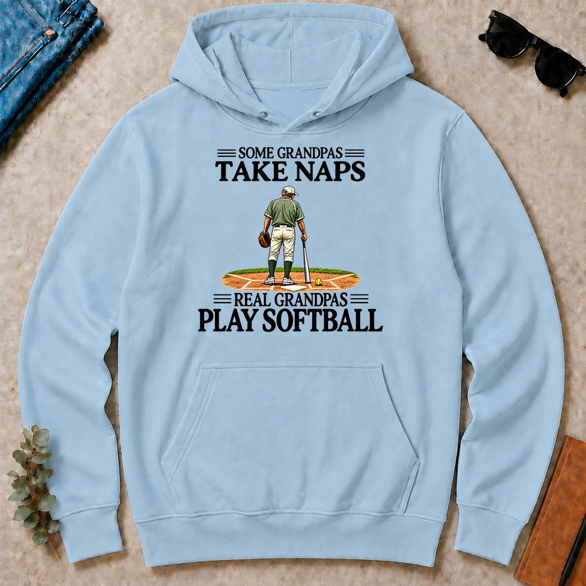 Real Grandpas Play Softball Vintage - light-blue - HS2D-LightBlue