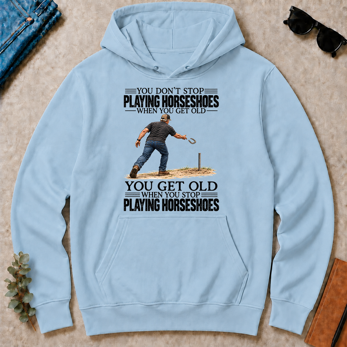 Vintage You Get Old When You Stop Playing Horseshoes - light-blue - HS2D-LightBlue