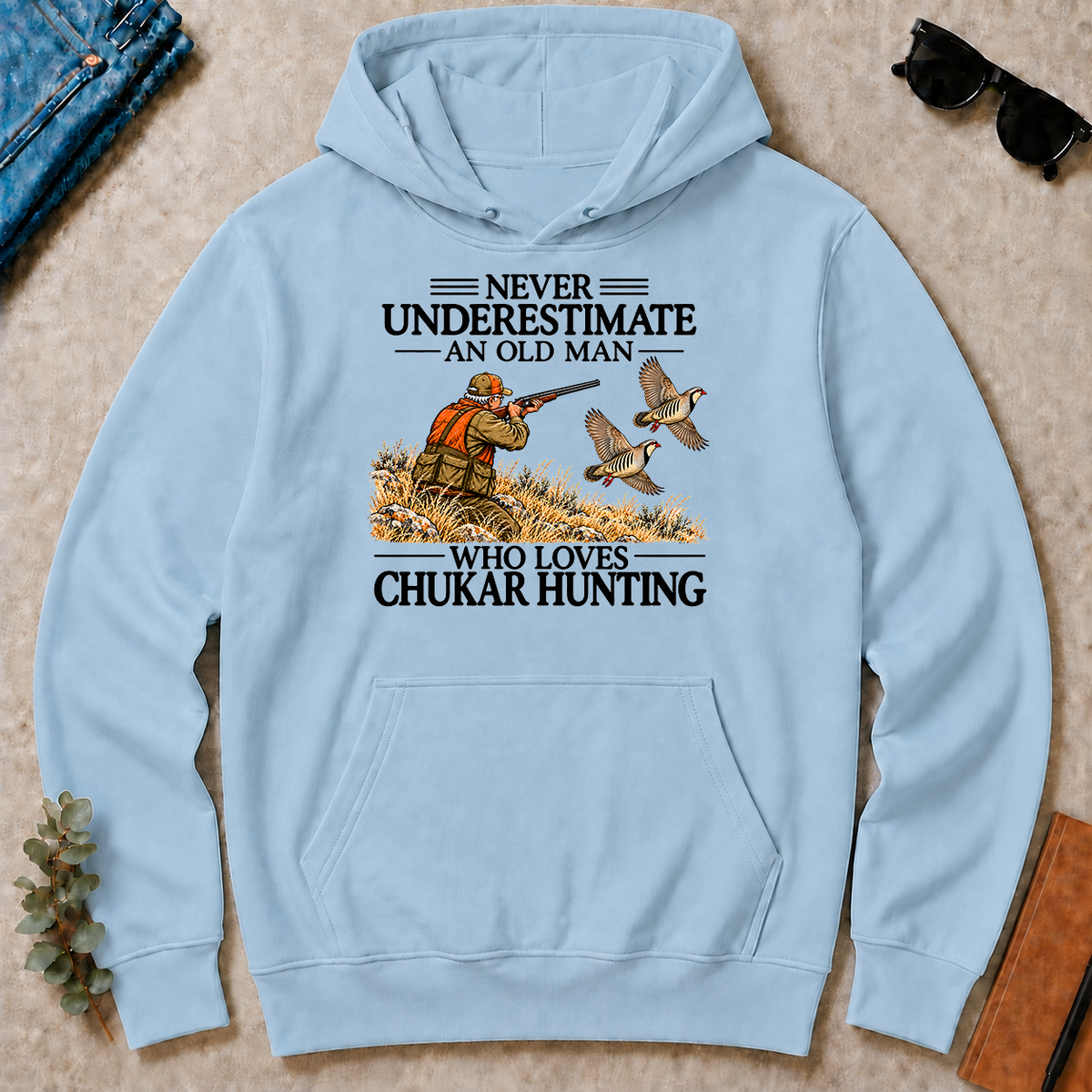 Never Underestimate An Old Man Chukar Hunting - light-blue - HS2D-LightBlue